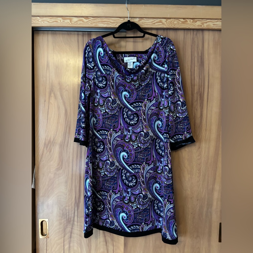 Purple Paisley Dress, Spring Dress, Garden party, retro dress